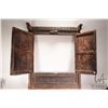 Image 9 : Antique East Asian wooden window with hand carving and hand hammered detailing, overall dimensions 2