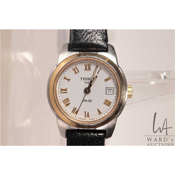Ladies Tissot PR 50, 1853 quartz wrist watch with genuine leather strap, working at time of catalogu