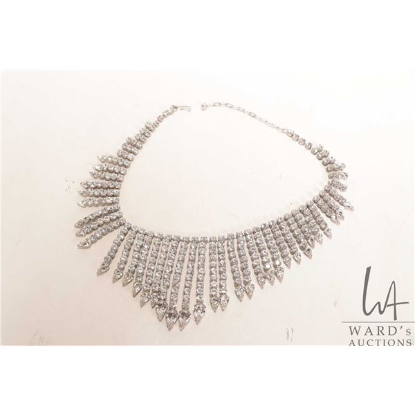 Vintage Canadian made Jay Flex Sterling, rhodium plated sterling necklace set with crystal rhineston