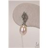 Image 2 : 10kt white gold and fresh water cultured pearl earring set with single cut round diamonds. Retail re