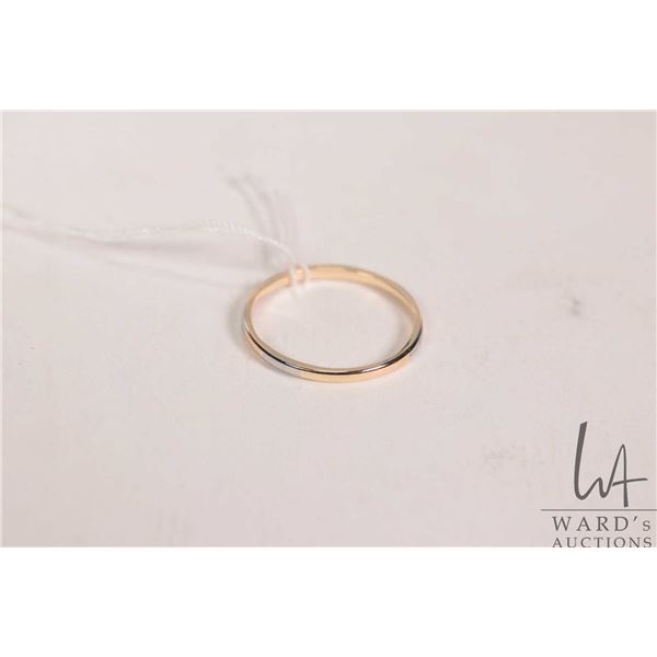 14kt white and yellow gold band, 1.3 grams, size 7.75
