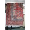 Image 1 : Iranian wool carpet "Tabriz" with center medallion, overall floral design on red background with hig