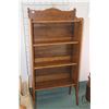 Image 1 : Unique oak folding four tier bookshelf with carved back, 51 1/2" in height, 24" W X 10 1/2" D