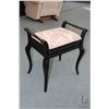 Image 1 : Vintage ebonized style flip lid piano stool with tapestry upholstered lid and flip up seat adjuster,