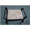 Image 2 : Vintage ebonized style flip lid piano stool with tapestry upholstered lid and flip up seat adjuster,