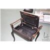 Image 3 : Vintage ebonized style flip lid piano stool with tapestry upholstered lid and flip up seat adjuster,