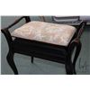 Image 5 : Vintage ebonized style flip lid piano stool with tapestry upholstered lid and flip up seat adjuster,