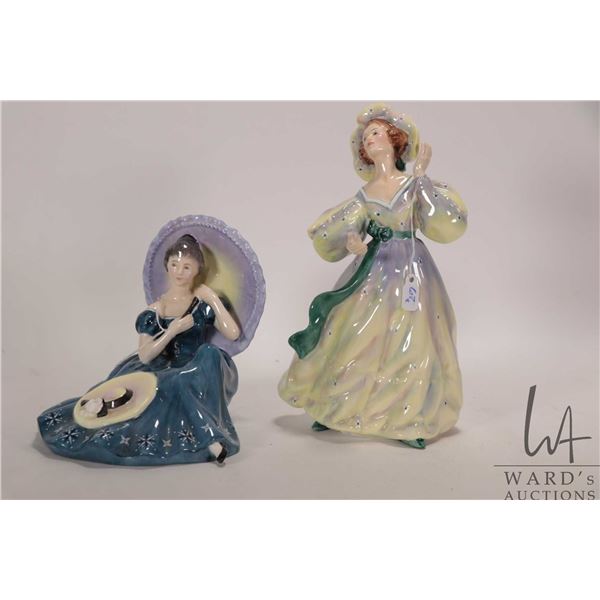 Two Royal Doulton figurines including "Grand Manner" HN2723 and "Pensive Moments" HN2704