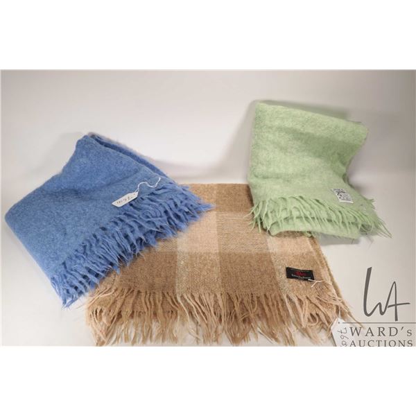 Three vintage throw blankets including Hudson's Bay and Anvoca Handweavers 70% mohair and 30% wool e