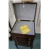 Image 2 : Four drawer, flip up lid flatware case made by the Bombay Company, note: chest is on separate stand,