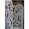 Image 2 : Four panel, hand painted room divider with crackle finish and decorative Jacobean flowers on front s