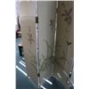 Image 5 : Four panel, hand painted room divider with crackle finish and decorative Jacobean flowers on front s