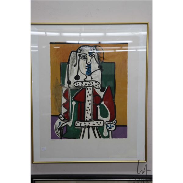 After Pablo Picasso, Femme dans un Fauteuil limited edition lithograph, 303/500 pencil signed. Consi