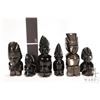 Image 2 : Six black and gold sheen hand carved obsidian Mayan Aztec figurines