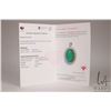 Image 2 : 7.10 ct oval cut emerald gemstone set in sterling silver mount with cubic zirconia and certificate p