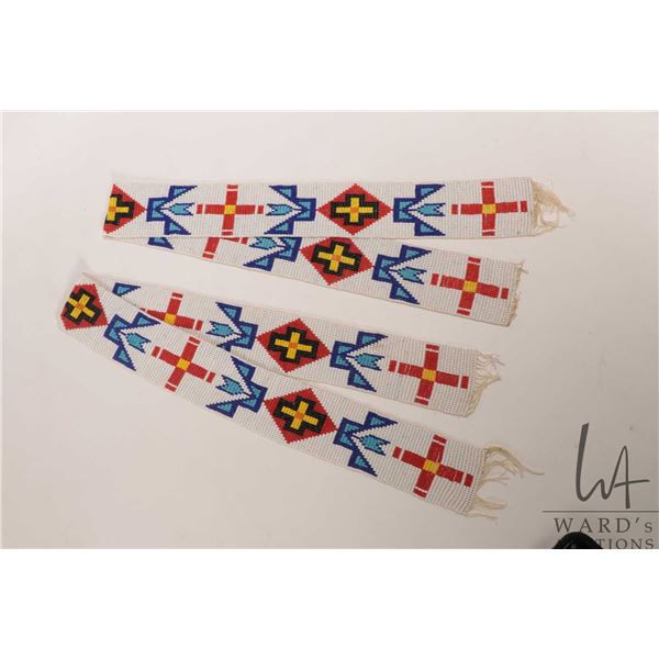 Pair of Native American beaded ceremonial sashes, each 28" in length