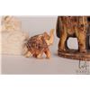 Image 3 : Three small carvings including ivory unicorn figures, note: has been glued 4" in height and a 1" ele