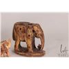 Image 4 : Three small carvings including ivory unicorn figures, note: has been glued 4" in height and a 1" ele
