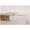 Image 5 : Inuit whalebone carved narwhal on soapstone plinth, retains part of it's original Eskimo Art label a