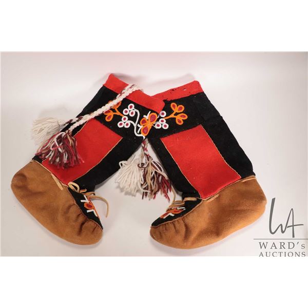 Pair of Indigenous beaded mukluks
