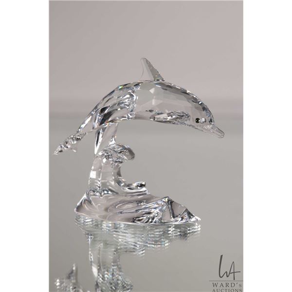 Swarovski crystal "Dolphin" no. 190365 3 3/4" in height, from the South Seas Collection. Includes or