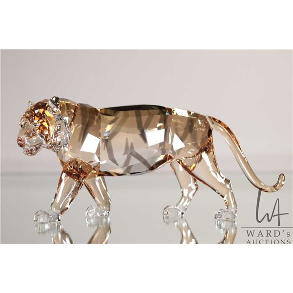 Swarovski amber crystal "Tiger" no. 1003148, 3 1/2" in height. Includes original box and a mirrored 
