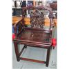 Image 1 : Antique Oriental rosewood chair with 21" H seat and delicately carved back panel