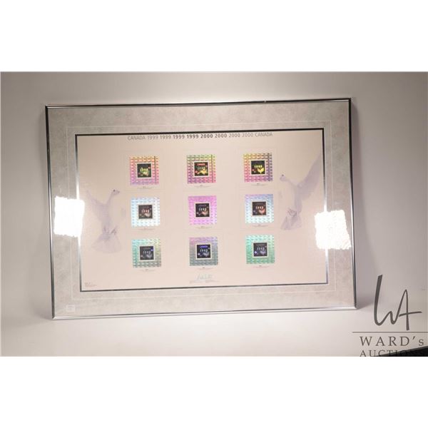 Framed set of Canadian holographic collector stamps, 1999-2000, overall dimensions including frame 2