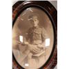 Image 2 : Two vintage framed photographs including oval convex featuring WWI soldier, overall framed dimension