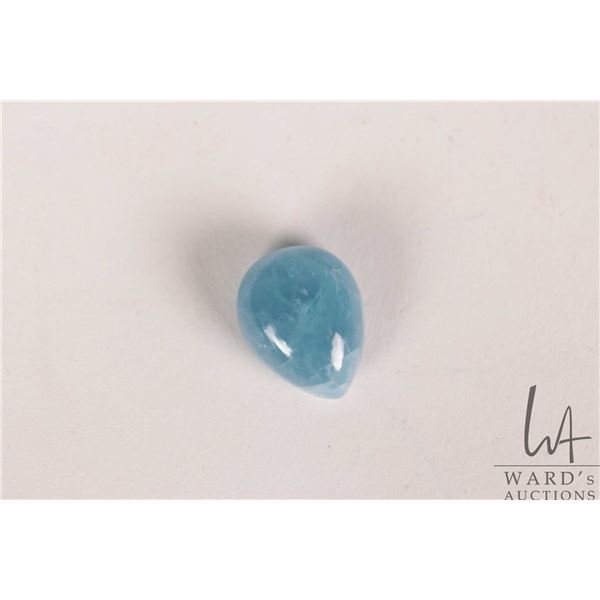 13.43 ct Santa Maria pear shaped aquamarine with certificate provided by consignor