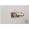 Image 1 : 10kt yellow gold ring set with amethyst gemstone and diamond accents, size 5.5
