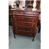 Image 1 : Antique mahogany six drawer highboy with carved paw feet, 46" H X 36" W X 21" D