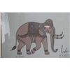 Image 1 : Gilt framed vintage Jim Thompson silk elephant scarf, overall dimensions including frame 42" x 42"
