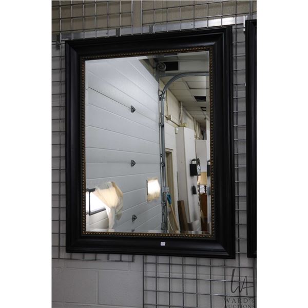 Large wood framed beveled glass mirror, overall dimensions 48" X 38"