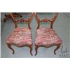 Image 2 : Pair of antique Victorian balloon back chairs with curved supports, carved back and upholstered seat