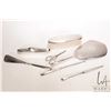 Image 1 : Sterling silver dresser set including brush, hand mirror, nail buffer and tray, shoe horn, button ho