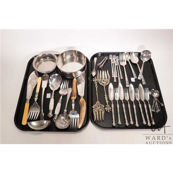 Selection of silver plate flatware and serving utensils including two sets of fish serving pieces, f
