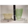 Image 2 : Two pieces of vintage art glass including swirl hand blown green vase, labeled Turkey, 11 1/2" in he
