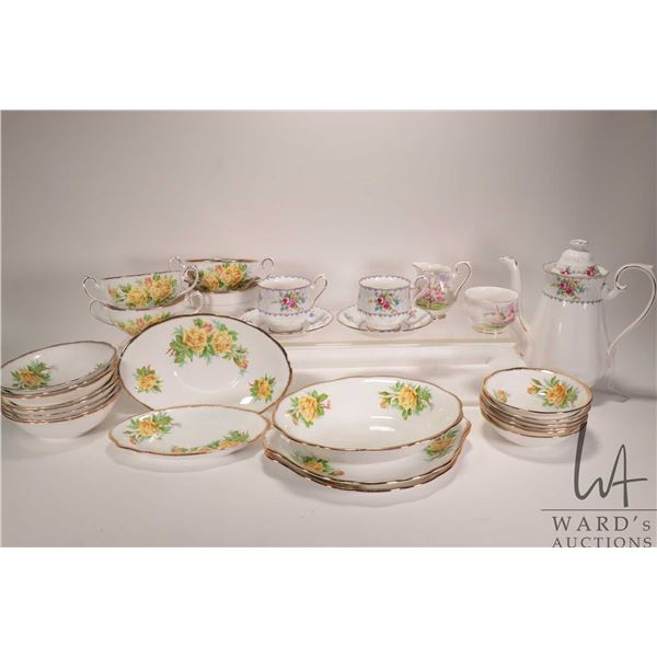 Selection of Royal Albert china including Petitpoint coffee pot plus two teacups and saucer, Blossom