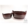 Image 1 : Two oval outdoor glazed pottery planters, one measuring 20" wide x 10" deep, and 14" wide and 6-1/2"