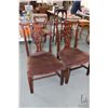 Image 1 : Pair of antique side chairs with fretwood backs and upholstered seats