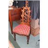 Image 1 : Antique Victorian Rococo revival walnut side chair with grape and leaf carved back and upholstered s