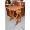 Image 1 : Antique occasional table with fretwork pedestals and stretchers held in place by wedges, note: one w