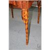 Image 3 : Antique Chinoserie style bamboo card table with parquet design top, 29" H X 36" square