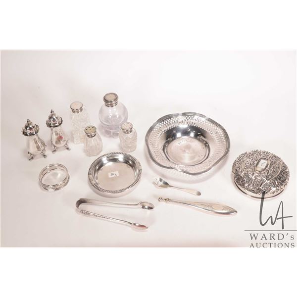 Selection of sterling including 5-1/2" pierced edge dish, a 3-1/4" dish marked "Ottawa 1950", a dres