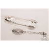 Image 1 : Early victorian sterling silver sugar tongs marked Birmingham, and a sterling silver tea diffuser