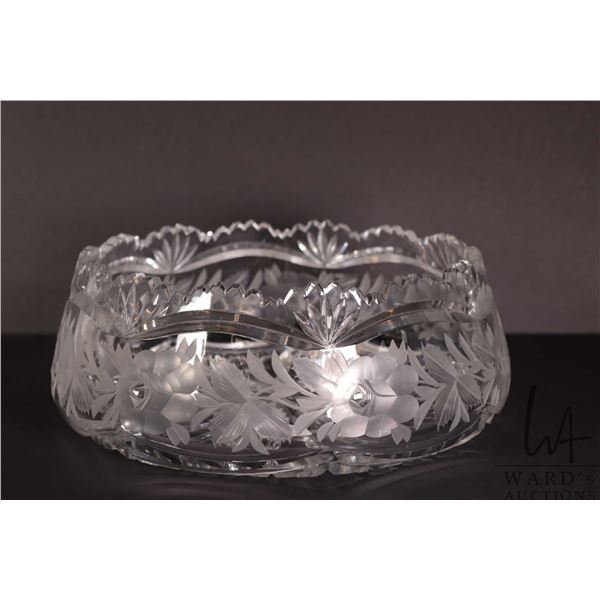 Vintage American Brilliant cut crystal bowl 9" in diameter
