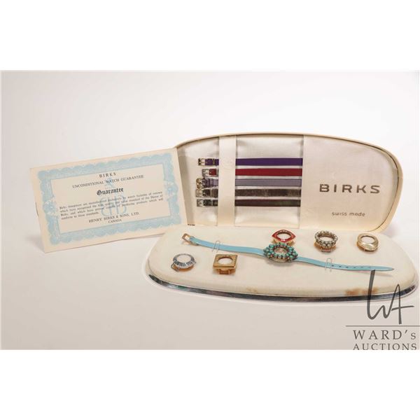 Birks swiss made "Extravaganza Set" wrist watch with 6 interchangeable bezels and straps in fitted c