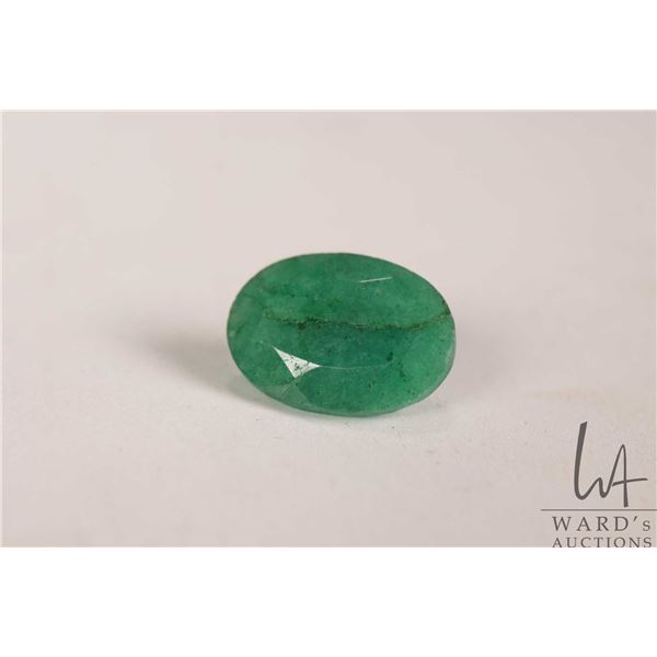 11.17 ct Columbian emerald oval cut gemstone with certificate provided by consignor