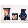 Image 2 : Three vintage Moorcroft vases including "Leaf and Berry" 4 1/2" spill vase, small "Anemone" baluster
